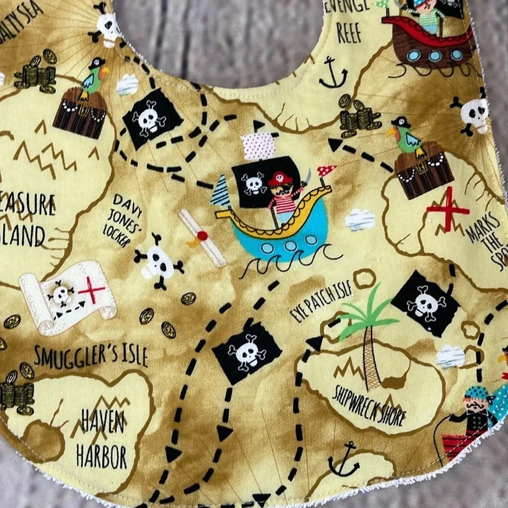 Designer handcrafted pirate theme bib